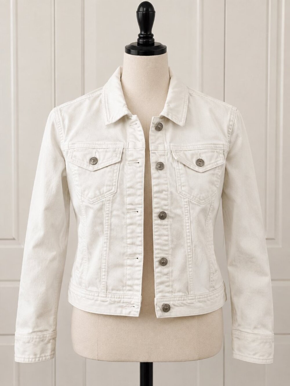 Wax Jean White Denim Button Front Jacket